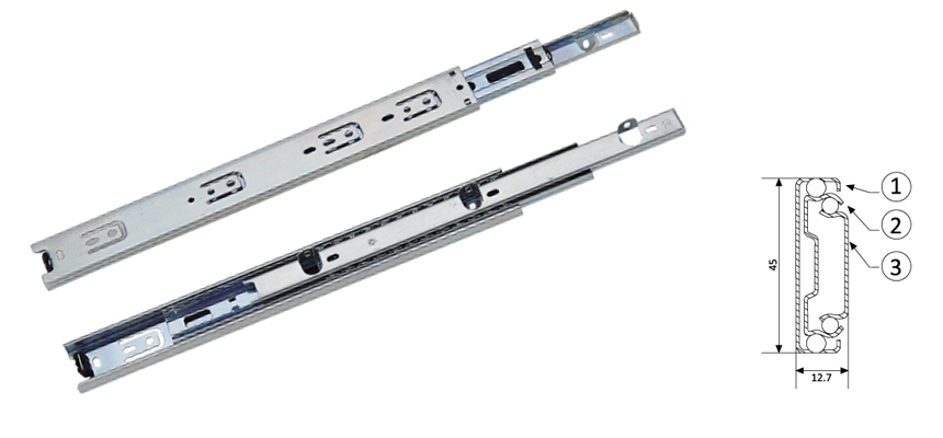 Hook Type Drawer Slider Full Extension,45MM Width